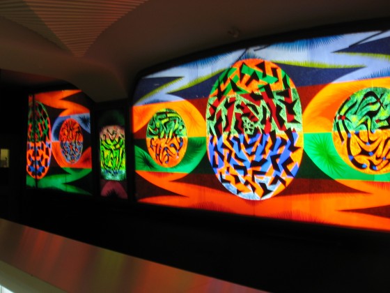 Alfred Pellan Stained Glass at the Bar Pellan in Place des Arts Alfred Pellan Stained Glass at the Bar Pellan in Place des Arts