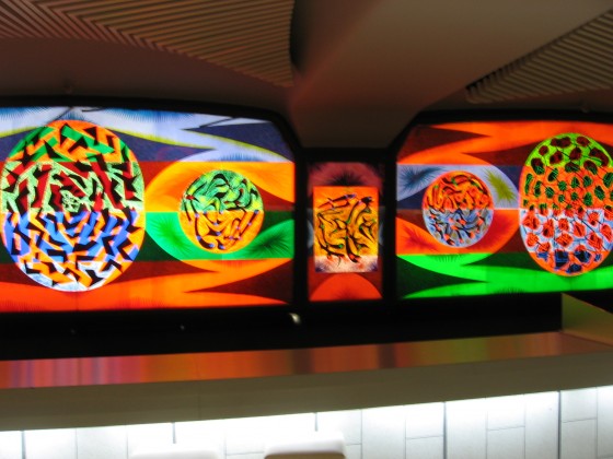 Alfred Pellan Stained Glass at the Bar Pellan in Place des Arts Alfred Pellan Stained Glass at the Bar Pellan in Place des Arts