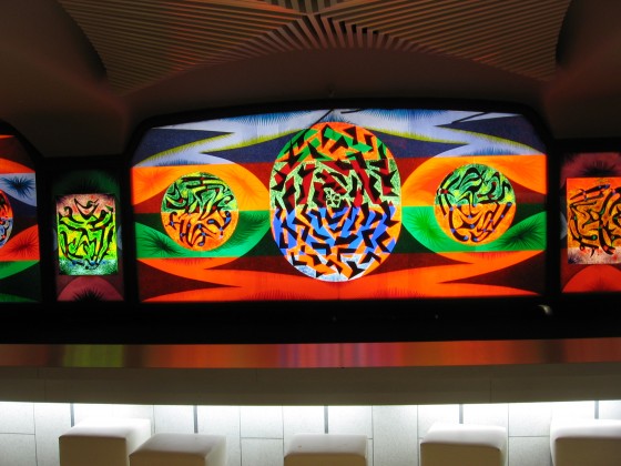 Alfred Pellan Stained Glass at the Bar Pellan in Place des Arts Alfred Pellan Stained Glass at the Bar Pellan in Place des Arts