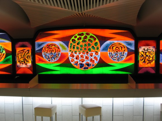 Alfred Pellan Stained Glass at the Bar Pellan in Place des Arts Alfred Pellan Stained Glass at the Bar Pellan in Place des Arts