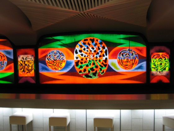 Alfred Pellan Stained Glass at the Bar Pellan in Place des Arts Alfred Pellan Stained Glass at the Bar Pellan in Place des Arts