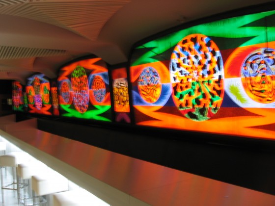 Alfred Pellan Stained Glass at the Bar Pellan in Place des Arts Alfred Pellan Stained Glass at the Bar Pellan in Place des Arts