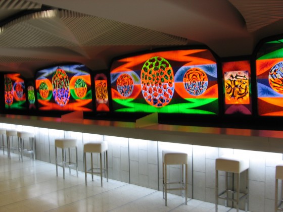 Alfred Pellan Stained Glass at the Bar Pellan in Place des Arts Alfred Pellan Stained Glass at the Bar Pellan in Place des Arts