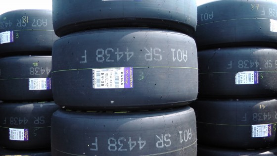 Close up of a tire at The Napa Auto Parts 200 presented by Dodge