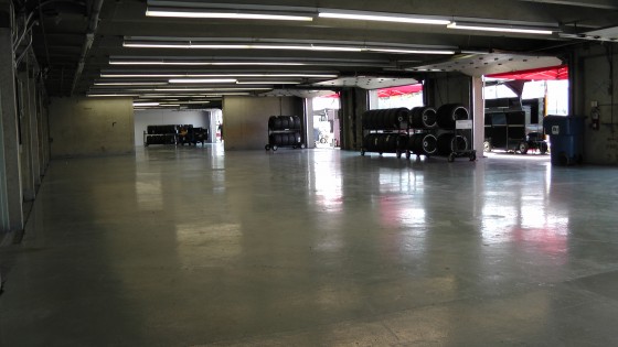An empty garage at The Napa Auto Parts 200 presented by Dodge