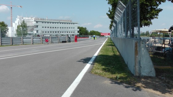 View down an empty straightaway at The Napa Auto Parts 200 presented by Dodge