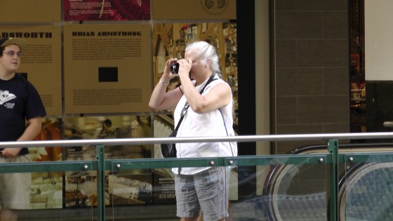 Superfluous photo of an older woman taking a picture of "Fragile" by Roadsworth and Brian Armstrong at the Eaton Centre. Superfluous photo of an older woman taking a picture of "Fragile" by Roadsworth and Brian Armstrong at the Eaton Centre.