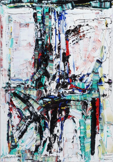 Il a neigé sur Opinaca by Jean Paul Riopelle. Oil on canvas, 1967 36" x 26"
