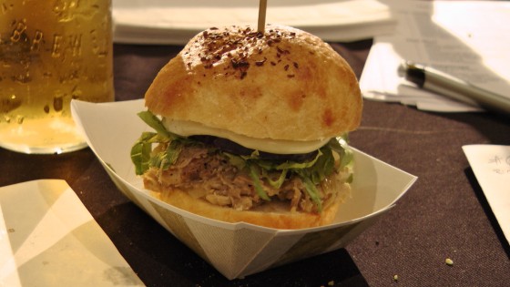 From Chez l'Épicier: A double burger of seasoned duck and foie gras with figs From Chez l'Épicier: A double burger of seasoned duck and foie gras with figs