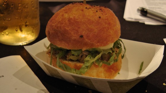 From Chez l'Épicier: A double burger of seasoned duck and foie gras with figs From Chez l'Épicier: A double burger of seasoned duck and foie gras with figs