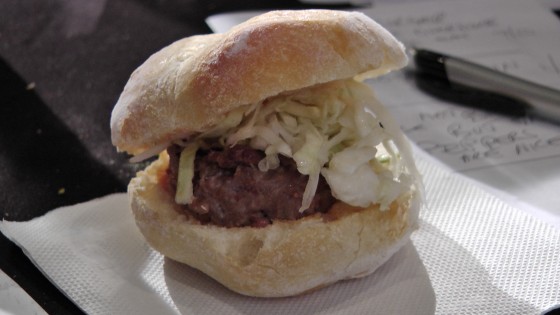 Fom Café Ferreira: A spicy three meat burger with Serra cheese on a Portuguese bun Fom Café Ferreira: A spicy three meat burger with Serra cheese on a Portuguese bun