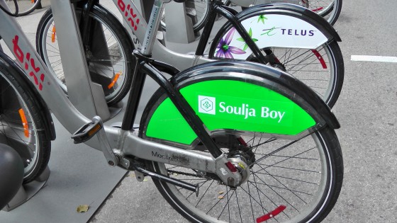 Souljah Boy on the back of a Bixi. Souljah Boy on the back of a Bixi.