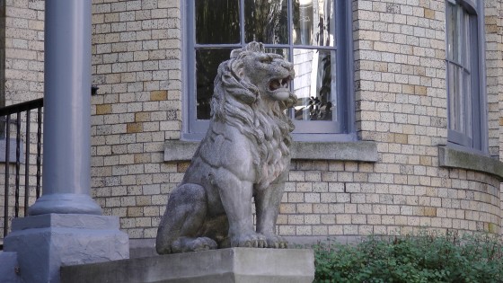 Traditional Lion sculpture on Elm Ave.