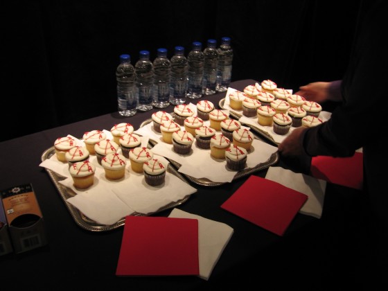 The cupcakes (and tea and bottled water) at the press conference for Festival TransAmériques.