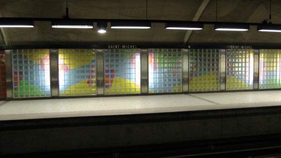 Glass Bricks concealing a mural by Marcelin Cardinal.
