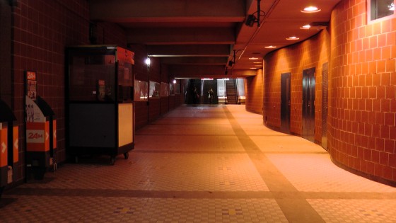 The tunnel connecting the two entrance buildings.