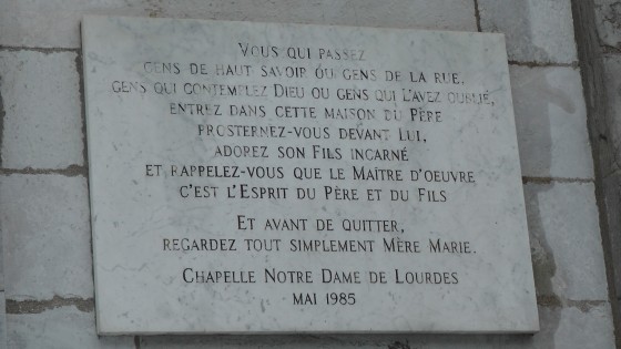 Plaque on the Chapelle Notre-Dame-de-Lourdes de Montréal Plaque on the Chapelle Notre-Dame-de-Lourdes de Montréal