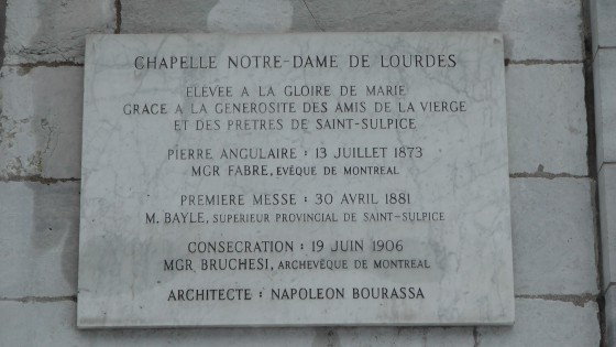 Plaque on the Chapelle Notre-Dame-de-Lourdes de Montréal Plaque on the Chapelle Notre-Dame-de-Lourdes de Montréal