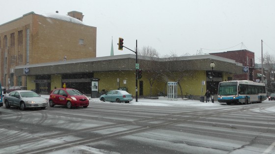 The southern entrance to Métro Joliette. The southern entrance to Métro Joliette.