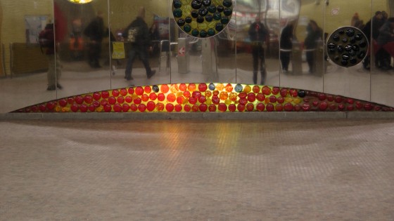 Detail of Thème des mouvements du soleil by Marcel Raby at the Métro Joliette. Detail of Thème des mouvements du soleil by Marcel Raby at the Métro Joliette.