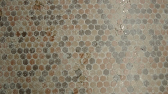 Brown tiles of various hues and tones on the platform at the Métro Joliette. Brown tiles of various hues and tones on the platform at the Métro Joliette.