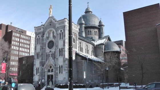 Chapelle Notre-Dame-de-Lourdes de Montréal viewed from the west. Chapelle Notre-Dame-de-Lourdes de Montréal viewed from the west.
