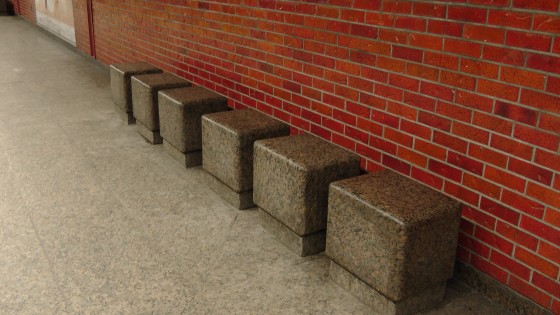 The benches on the platform at the Métro Charlevoix The benches on the platform at the Métro Charlevoix