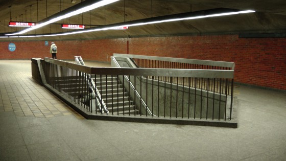 The exit from the platform at the Métro Charlevoix The exit from the platform at the Métro Charlevoix