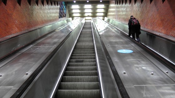 Looking up one of the escalators at the Métro Charlevoix Looking up one of the escalators at the Métro Charlevoix