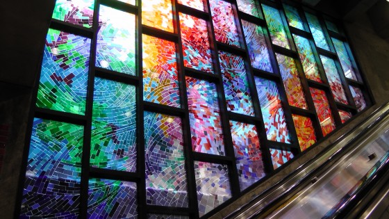 The stained glass at the Métro Charlevoix The stained glass at the Métro Charlevoix
