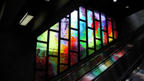 The stained glass at the Métro Charlevoix The stained glass at the Métro Charlevoix