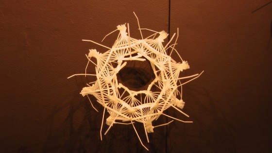 Elisabeth Picard, Macro organismes, 2011-2012, zip ties, painted steel hooks