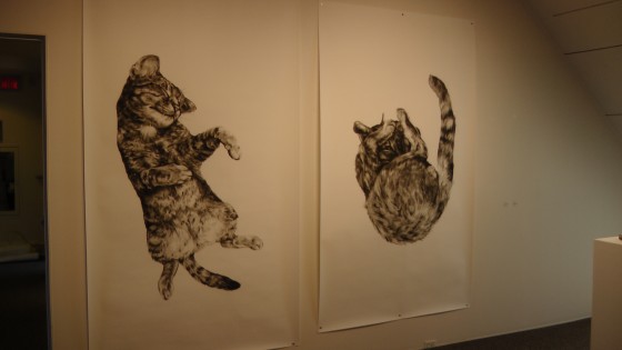 Kate Puxley, Animals in the City: Gatto Italiano #1 & #2, charcoal on paper. approx 85" x 52"/ch Kate Puxley, Animals in the City: Gatto Italiano #1 & #2, charcoal on paper. approx 85" x 52"/ch