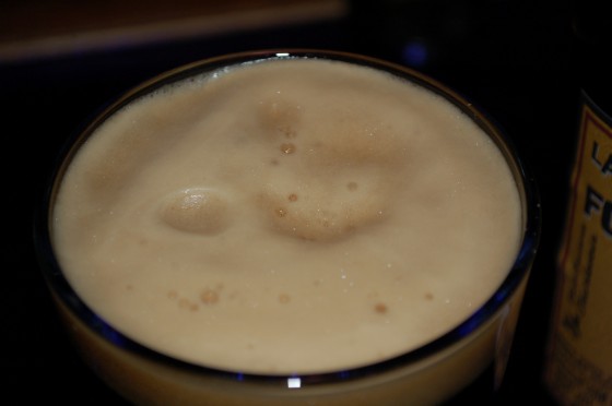 La Vache Folle Imperial Milk Stout (close up of the head)