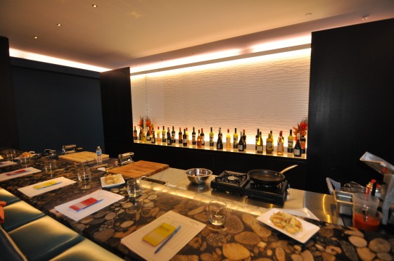Interior view of the bar at Blu restaurant italien